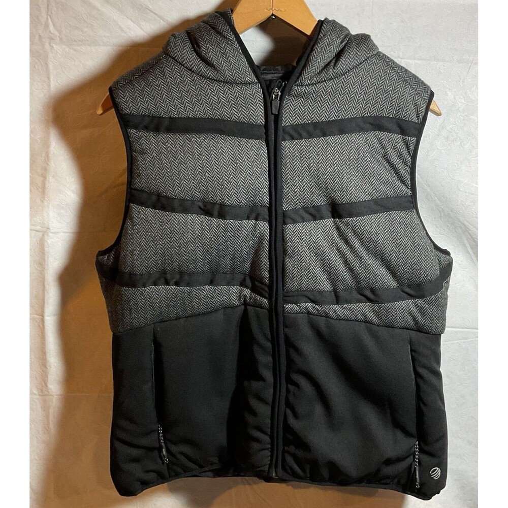 MPG Women’s Black Puffer Vest With Hood Large